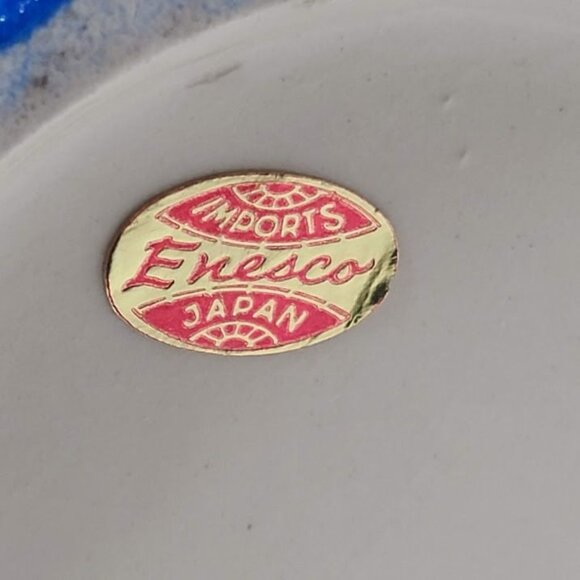 Enesco Cobalt Blue Painted Art Vase Jar Victorian Mandolin Serenade Gold Trim - Picture 8 of 13